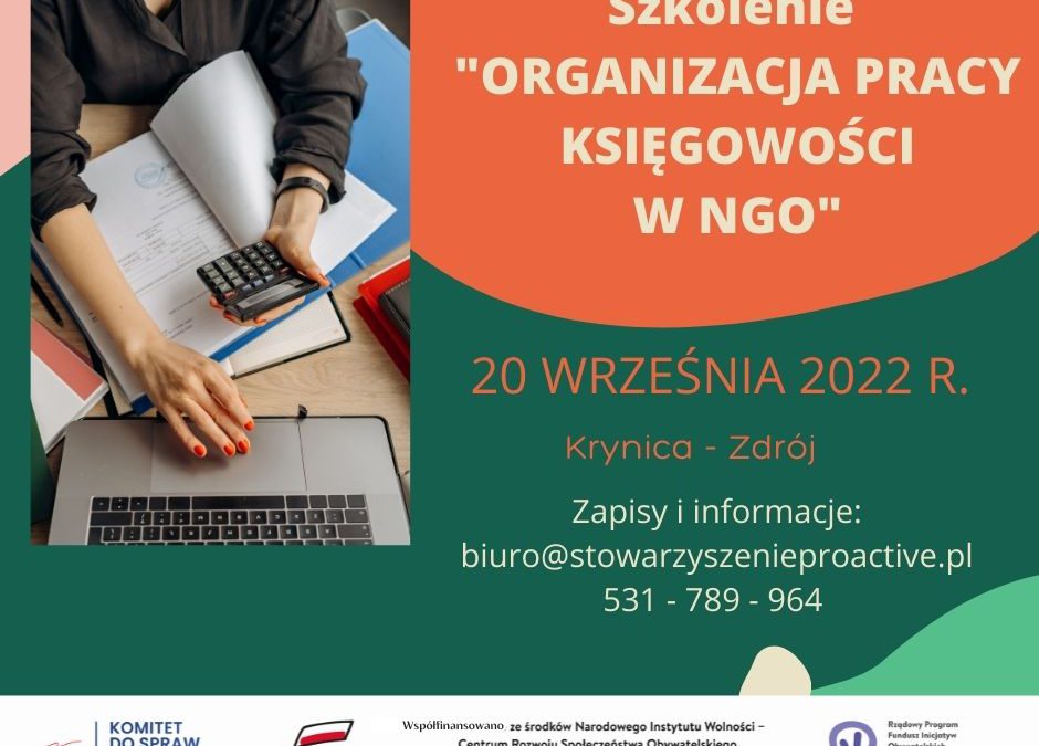 Zaproszenie – szkolenie „Organizacja pracy księgowości w NGO”